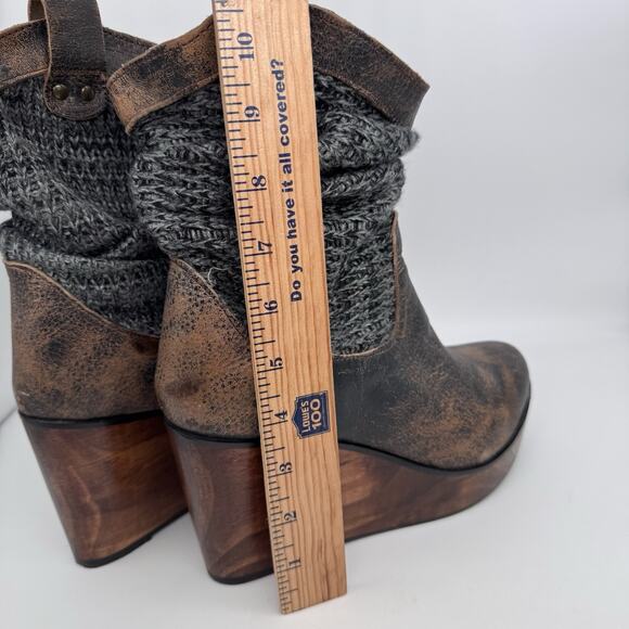 Bed Stu Womens Bruges Boot Bootie Size 9 Distressed Brown Wedge Boho Western - Picture 14 of 15